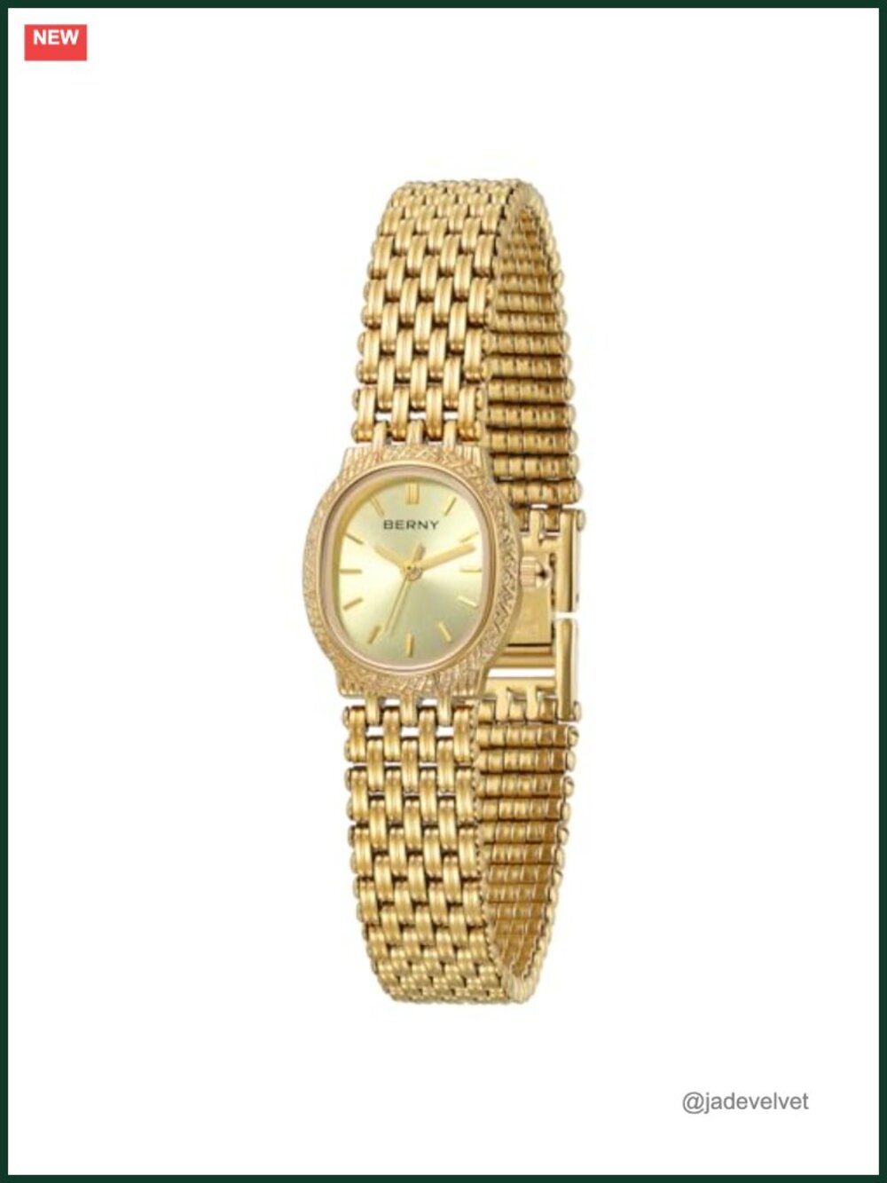 Vintage Oval Quartz Wrist Watch with Gold Tone Bracelet